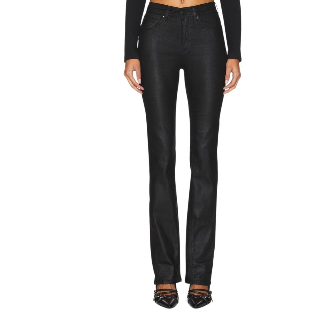 Free People Black Coated Straight-Leg Jeans - Picture 2 of 7